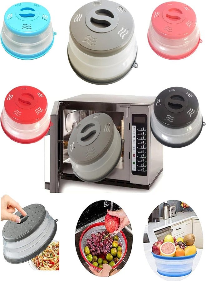 XGHJ Microwave Splatter Cover Vented for Food, Splatter Guard & Colander Kitchen Gadget for Fruit Vegetables Microwave Plate Cover with Hook Hole,Dishwasher-Safe,BPA-Free Silicone & Plastic (Grey) - Image 4